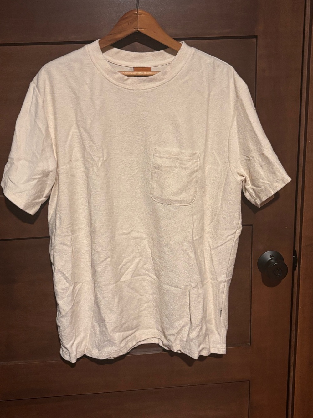 Rhythm. Men's Short Sleeve Pocket Tee - Cream 100% Cotton